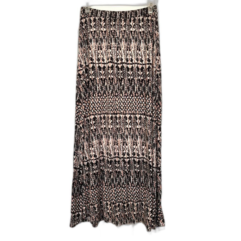 Joie‎ by Anthropology Gamille Print Maxi Skirt Boho Black Pink White Size XS